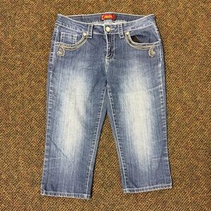 Y2K Denim Capri Jeans Studded Pockets Size 8